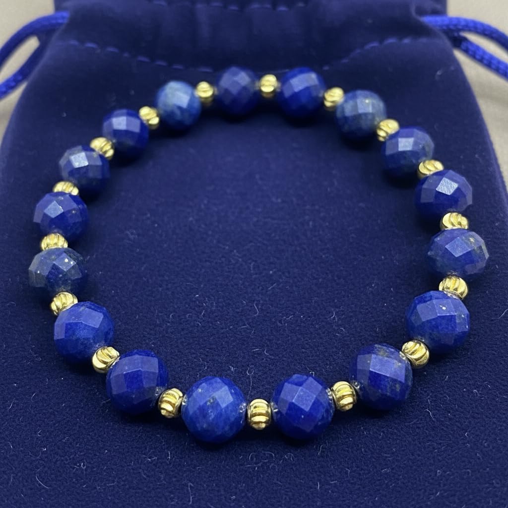 Lapis Lazuli Healing Bracelet – Real Crystal Beads for Stress Relief, Meditation & Chakra Balance – Natural Gemstone Jewelry Gift for Women & Men, Adjustable with Gift Box - Image 2