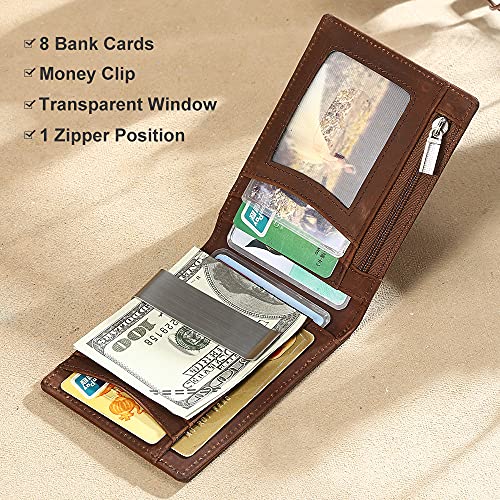 Wallets for Men Slim Mens leather RFID Blocking Minimalist Card Front Pocket Bifold Travel Thin (Brown)3
