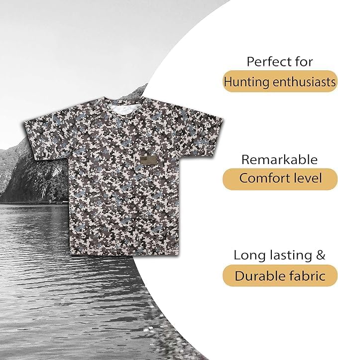 Men's Patriotic T-Shirt, Realtree and Mossy Oak Camo T-Shirt for Men, Hunting Apparel with USA Flag Embroidery - Image 4