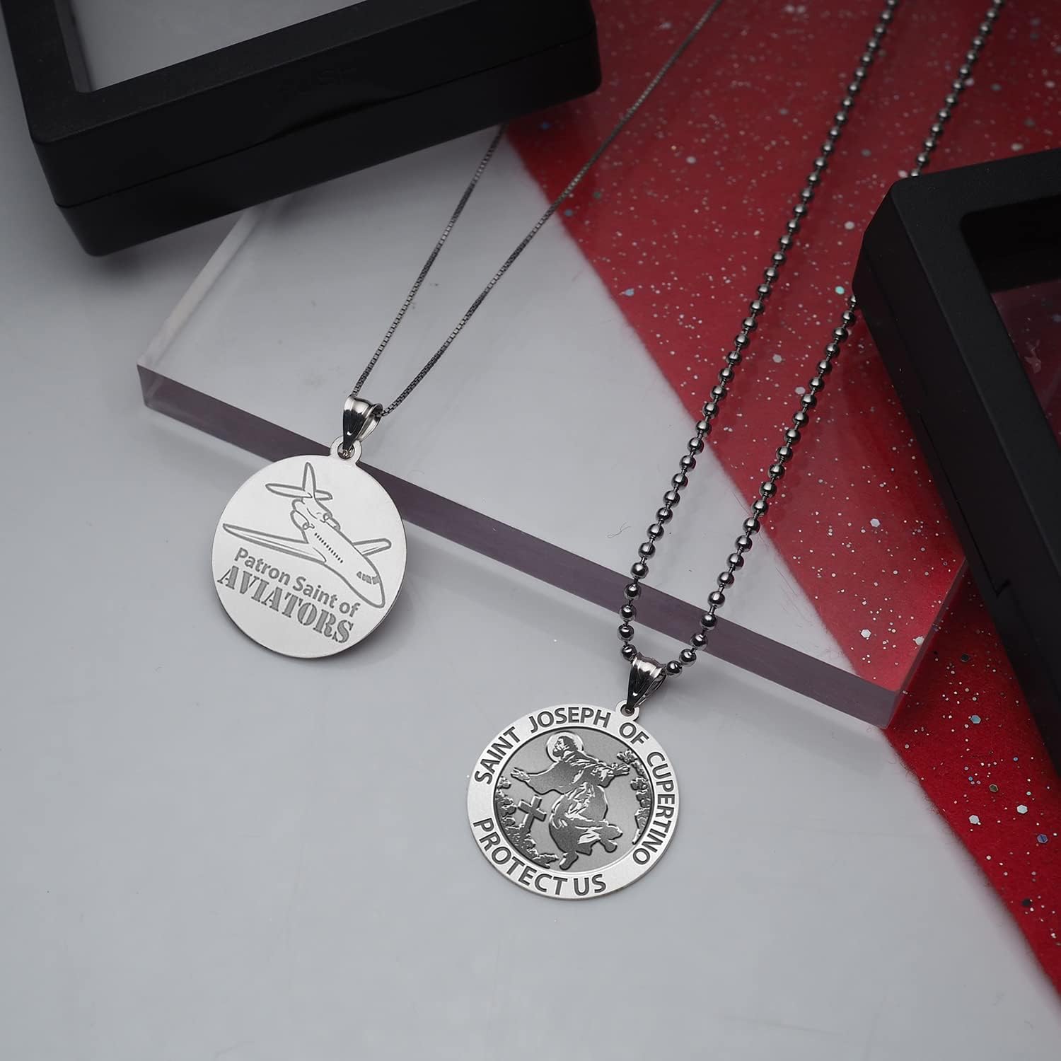 PicturesOnGold.com Saint Joseph of Cupertino Aviator Religious Medal - 2/3 Inch Size of Dime, Silver