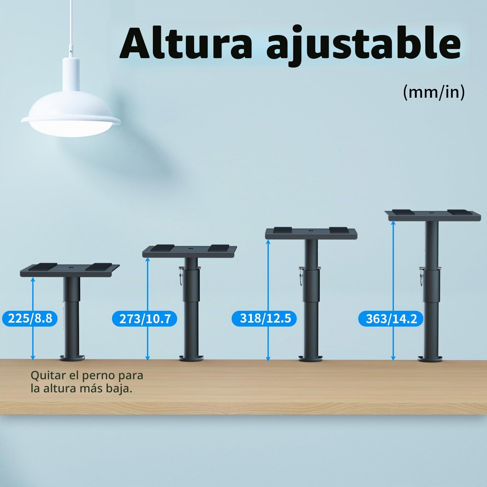 suptek Soportes para Altavoces de Escritorio con Abrazadera: Pareja de Estantes de Altavoz de Estudio, Altura Ajustable, para Portátil y Proyector, SDM001GB