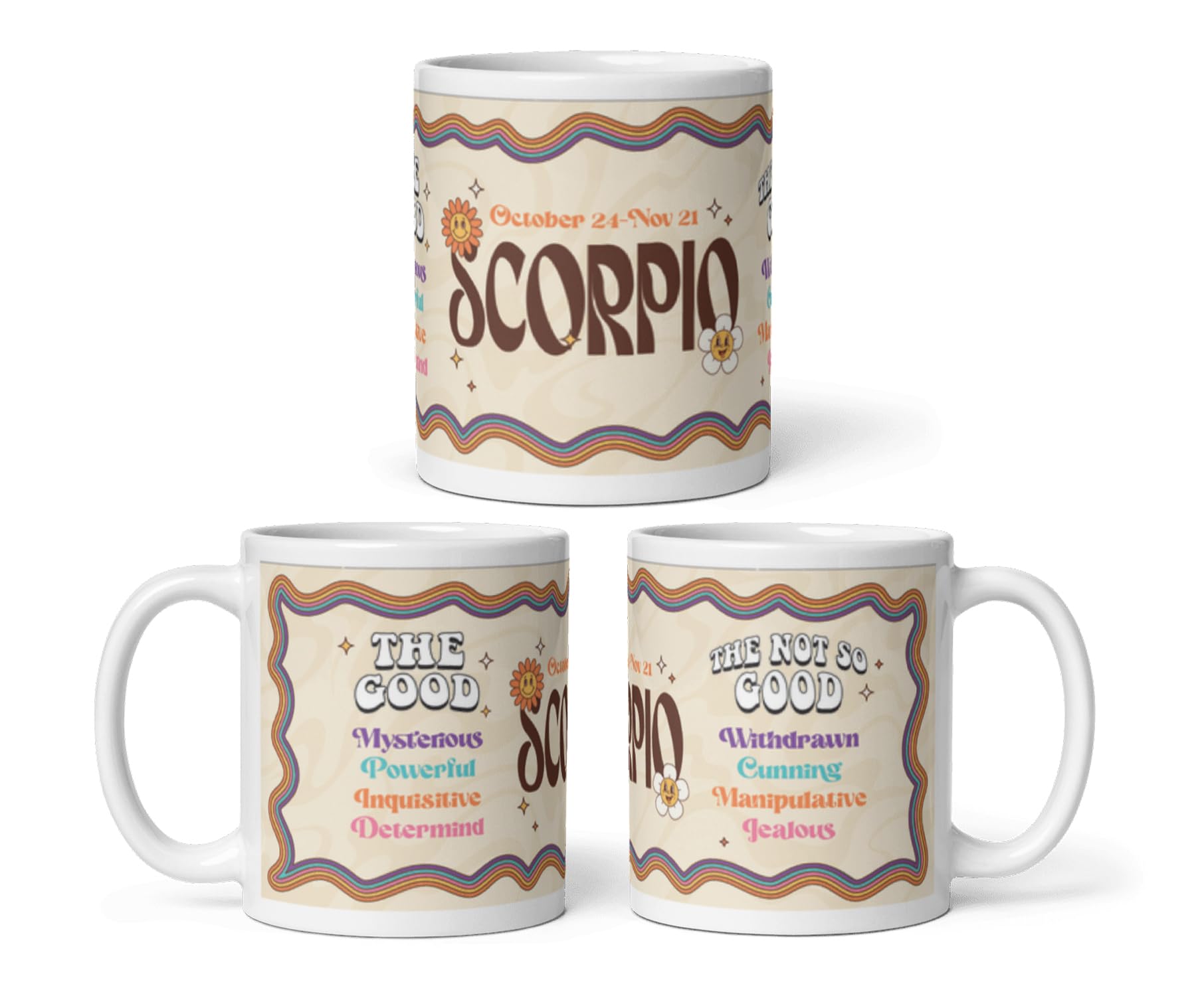 DV DESIGN 1 x Scorpio Mug - Positive Negative Good Bad Traits Zodiac Star Sign Horoscope Joke Funny Groovy Astrology Drinks Mugs Cup Kitchen #81902