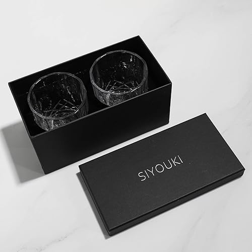 Miniatura 7 de SIYOUKI Juego de vasos de whisky de cristal de 11 onzas, Old Fashioned Rocks Barware Low Ball Glass para Bourbon, whisky escocés, cócteles, coñac,