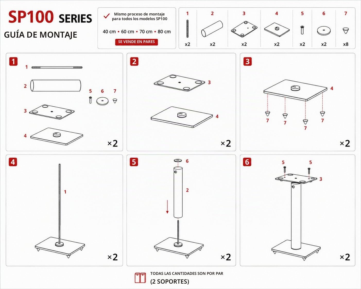 Sonorous SP100-70 Negro – Soportes de Suelo para Altavoces 70 cm (Pareja) | Pies HiFi en Aluminio y Vidrio Templado | hasta 20 kg por Soporte | Gestión de Cables Integrada.
