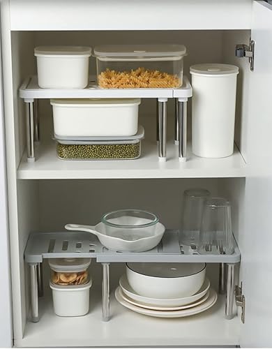 Miniatura 7 de Ducige Organizador de estante de gabinete expandible, estante de encimera de cocina para encimera de cocina, gabinete, baño, despensa, oficina,