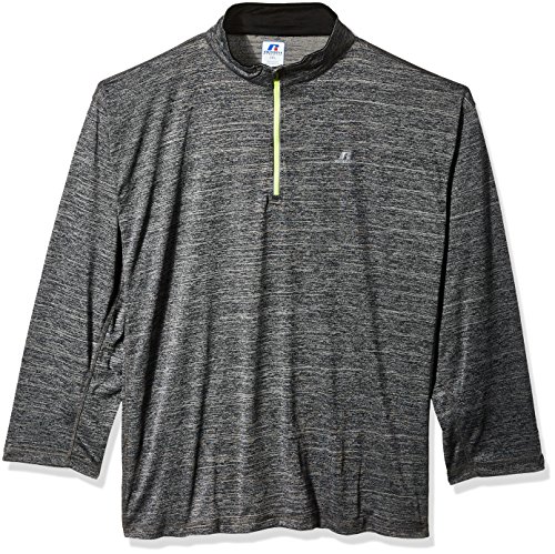 Russell Athletic Men's Big and Tall Ls 1/4 Streak Poly Jersey W/Reflective Trim, Black, 3X