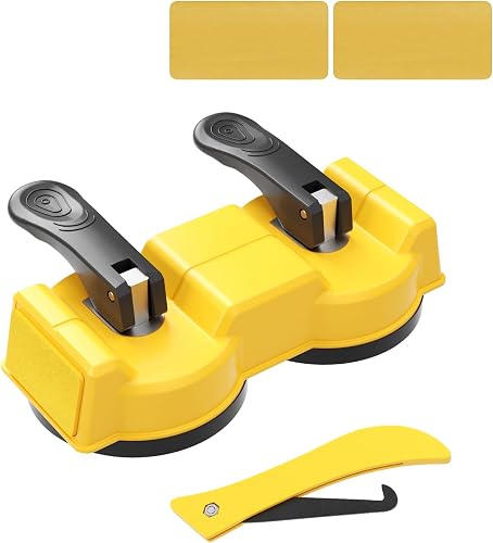 XINYIQI Floor Gap Fixer Tool Kit, Dual Head Double Suction Cups with Mallet & 4 