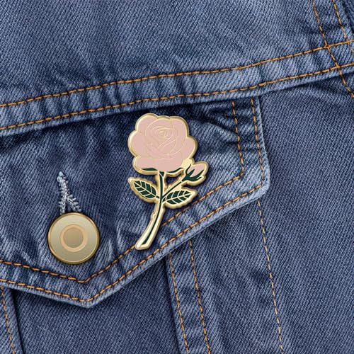 Image of Rose Enamel Pins June Birth Month Flower Elegant Lapel & Brooch, Perfect for Bulk Gifts, Floral Lovers, Wedding Suits Birthday Gift and Flower Accessory for Floral Lovers - Great Gift Idea Rose Pin Brooch
