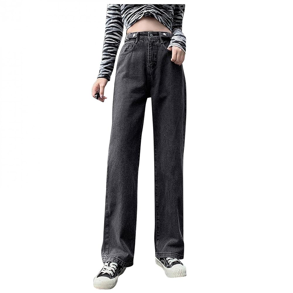 Women High Waist Jeans Wide Leg Denim Pants Boyfriend