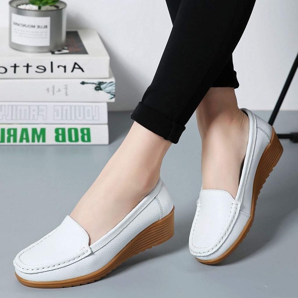 Mocassins orthopédiques pour femme en cuir respirant - Mocassins compensés orthopédiques classiques - Moccasins décontractés à enfiler - Chaussures de bureau