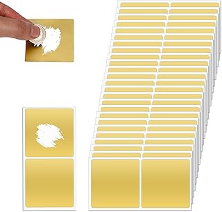 2 Inch Scratch Off Stickers, 50 PCS Self-Adhesive Scratchs Sticker Rectangle Gold Labels Custom Scratch Off Cards Scratcher Stickers for Making Surprise Reward Cards Games Creating, Gold