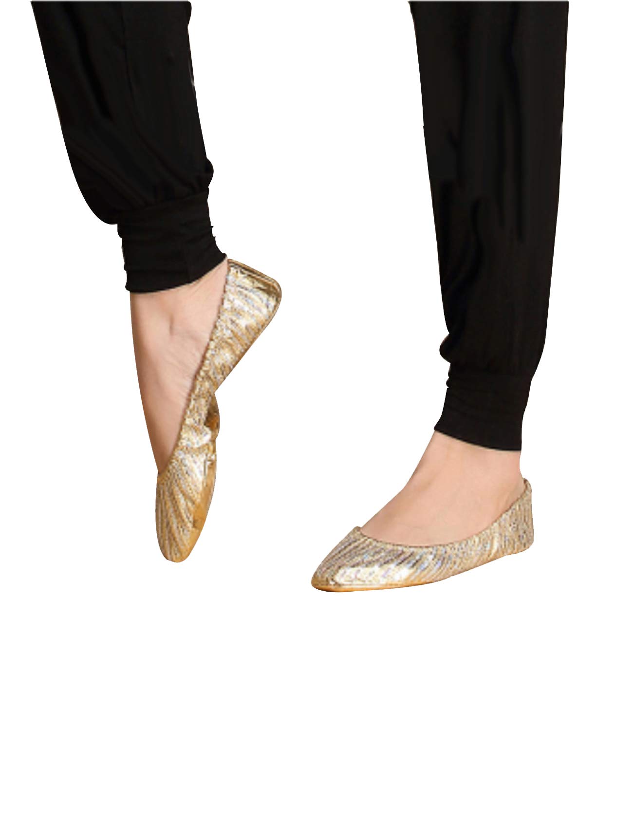 Legou Women's Faux Leather Ballet Dance Shoe L(40-41) Gold