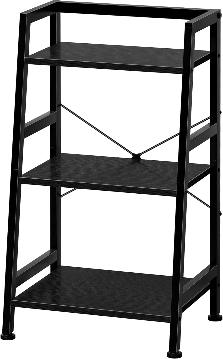 58539 3-Tier Bookshelf, Ladder Shelf, Stand up Shelves, Industrial Bookcase with Steel Frame, Metal Small Bookcase, for Living Room, Home Office, Kitchen, Bedroom, Industrial Style（Black）-image-41