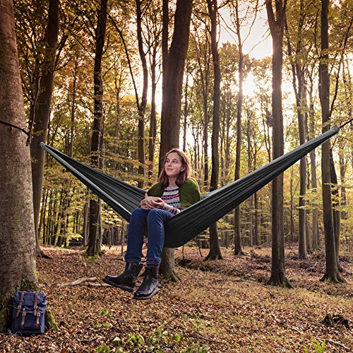 Camping Hammock Double & Single Portable Hammock With Tree Straps, Lightweight Nylon Parachute Hammocks Camping Accessories Gear For Indoor Outdoor Backpacking, Travel, Hiking, Beach #TOP5