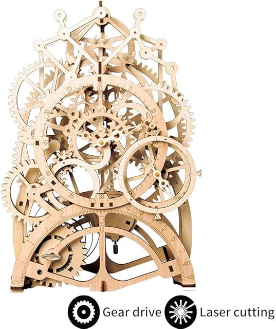 ROKR 3D Wooden Model Kits Gear Clock - Laser Cut Pendulum Clock Model Building Kits to Build - Mechanical Wooden Gear Model - Christmas Birthday Gifts For Teens and Adults
