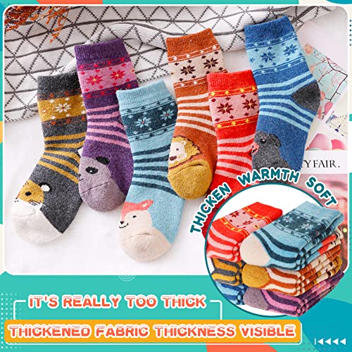 Velice Kids Wool Socks Boy Girls Winter Warm Thick Thermal Heavy Boot Hiking Crew Cozy Gift Socks For Children Toddlers 6 Pairs (Animal-Snowflake, 8-12 Years) #TOP4
