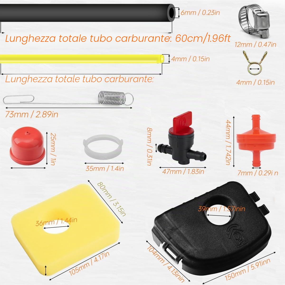 ZAMDOE 799583 Kit carburatore Compatibile per Briggs & Stratton 08P502 8P502 09P602 9P602 300E 450E 500E 500EX 125cc 150cc Series Motori, sostituisce 593261 595656 591979,con Filtro dell'Aria 799579