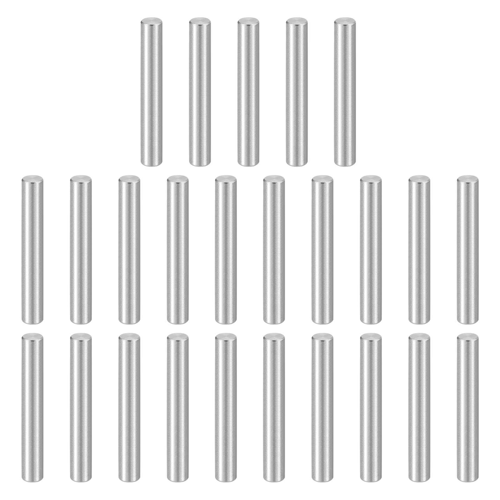 sourcing map 25pcs Dowel Pins, M4 x 30mm 304 Stainless Steel Cylindrical Shelf Support Peg Pin Rod Fasten Elements for Metal Devices Wood Furniture DIY Installation, Silver โ image 1