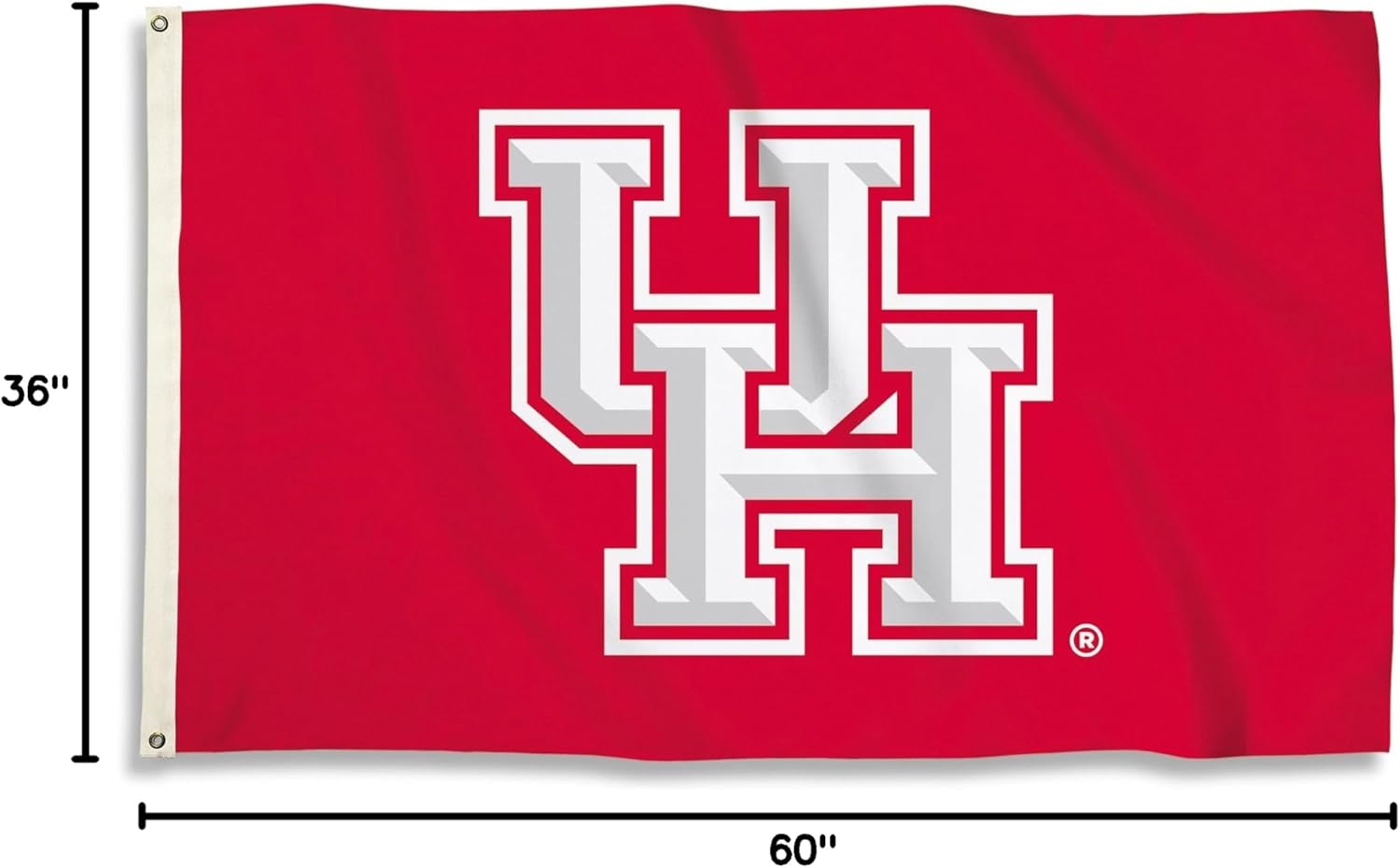 BSI PRODUCTS, INC. - Houston Cougars 3’x5’ Flag with Heavy-Duty Brass Grommets - UH Football, Basketball and Baseball Pride - High Durability for Indoor and Outdoor Use - Great Fan Gift Idea