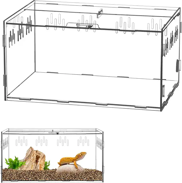 Terrario per Tartarughe da Terra in Acrilico QWORK® 30x20x15cm per Rettili e Insetti