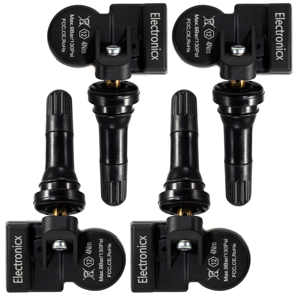 Electronicx Lot de 4 capteurs TPMS en caoutchouc compatibles avec Chevrolet Tracker 2019-2020 Capteur de pression des pneus TPMS