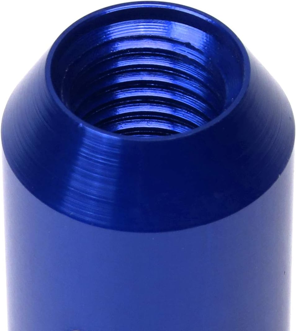 J2 Engineering 20 Pcs 7075 Aluminum Tall Open End M12 x 1.5 Lug Nuts Set w/Socket Adapter, Blue, Fit Conical Seat, LN-T7-003-15-BL