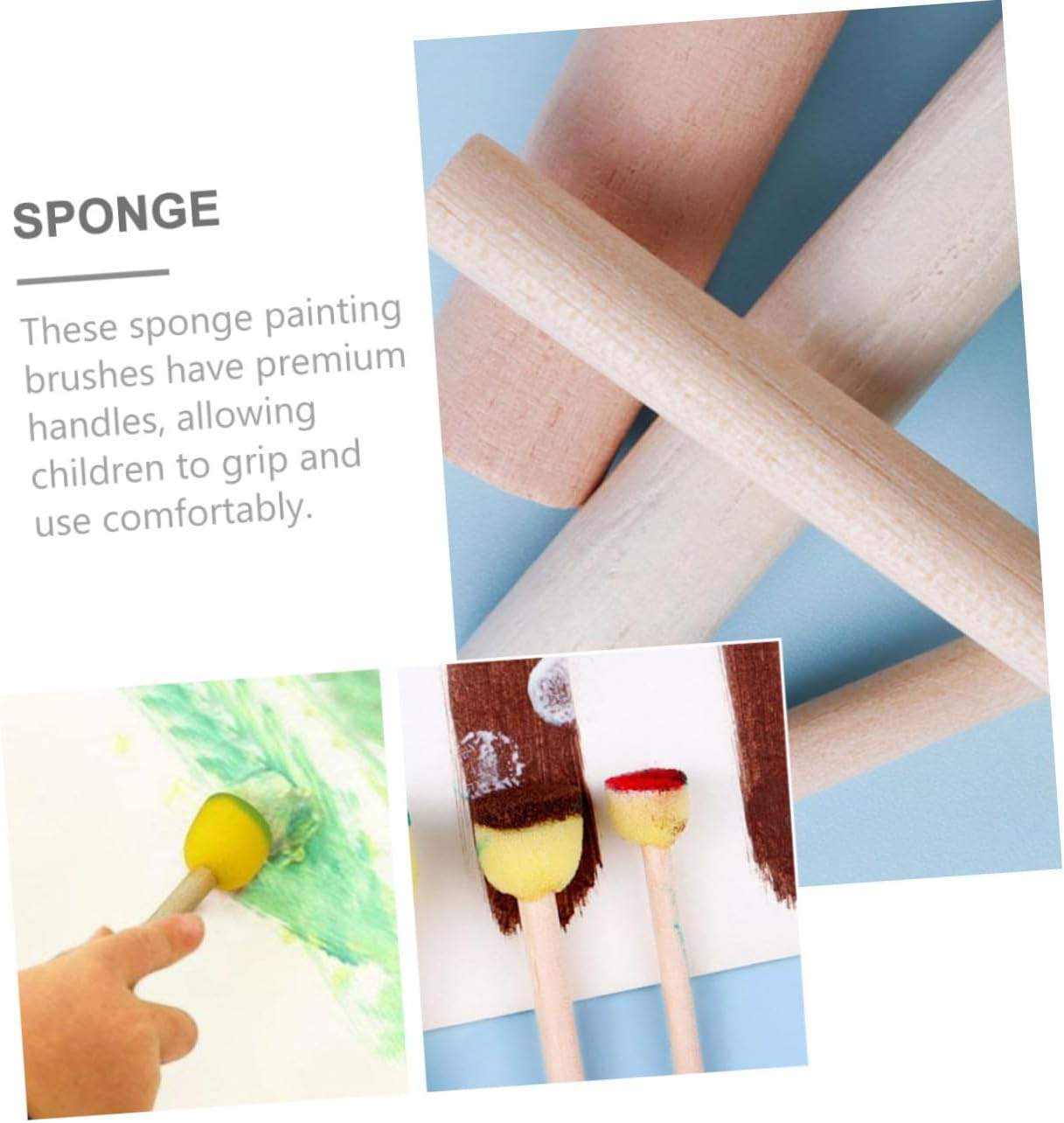 Garneck 12 Pcs Sponge Painting Stamps with Paint Brushes Soft Round DIY Doodling Tools for Creative Art Projects Washable and Easy to Hold Drawing Sponges