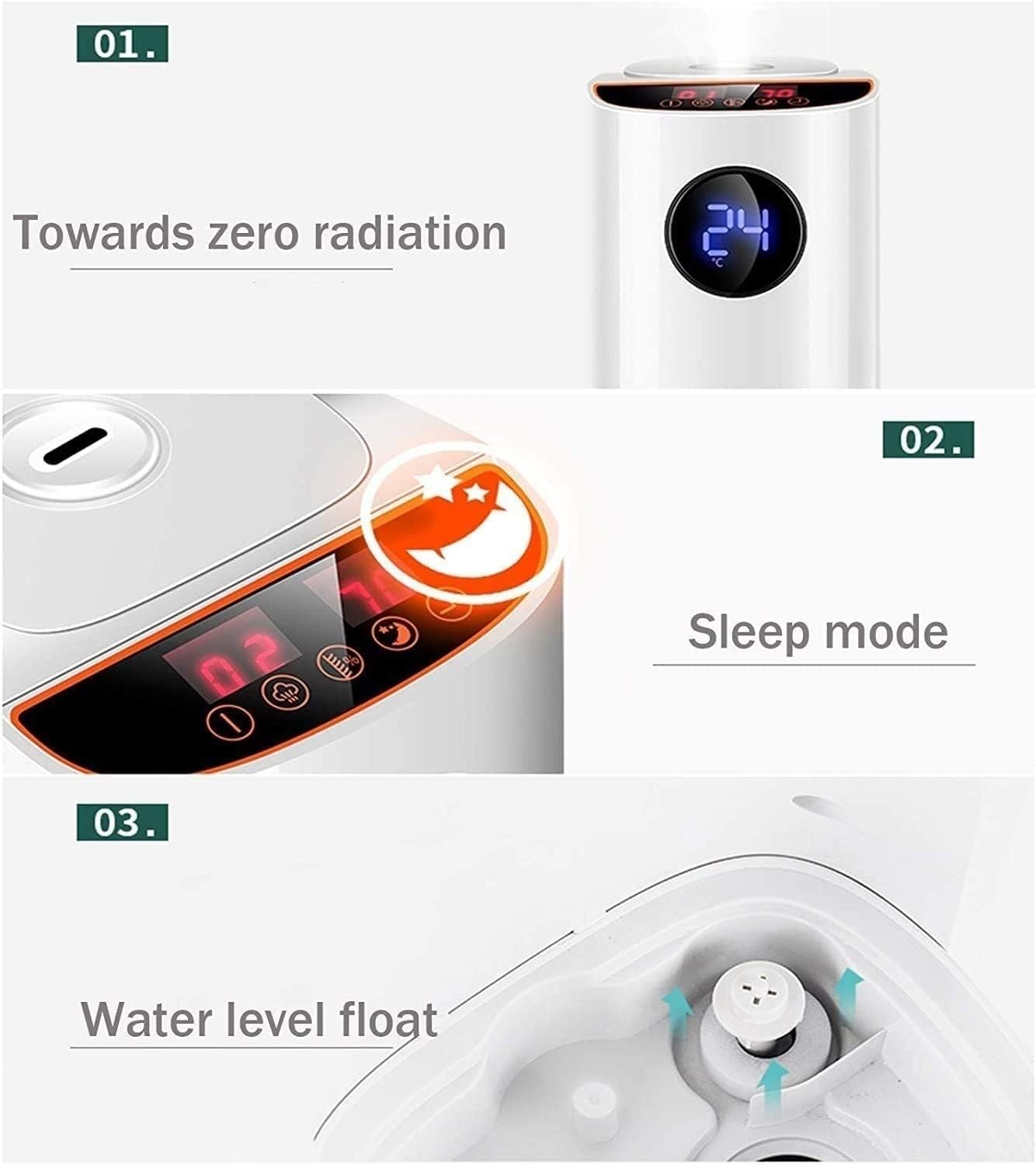 For Large Room Cool Mist Air 6L Top Fill Humidifier with Essential Oils LED Display for Baby Office Plants Bedroom (Colour: White)