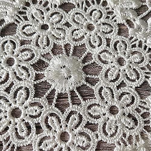 MAJFK Round Crochet Table Doilies Handmade Tablecloth Lace Doilies Crochet Fabric Lace Table Placemats Round Mat Pad Lace Doilies Hollow Embroidery Flowers Coasters Rustic Table Doilies, White 25cm