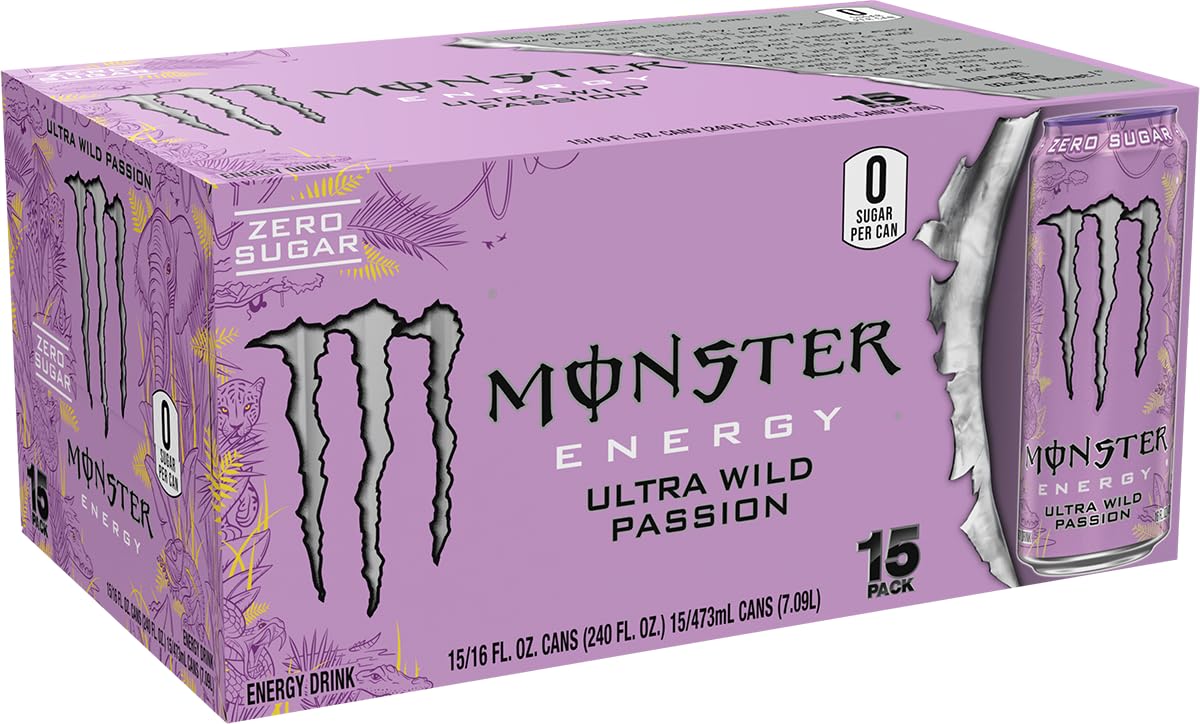 Monster Energy Ultra Wild Passion Sugar Free Energy Drink 16 Ounce Pack of 15 — view 2