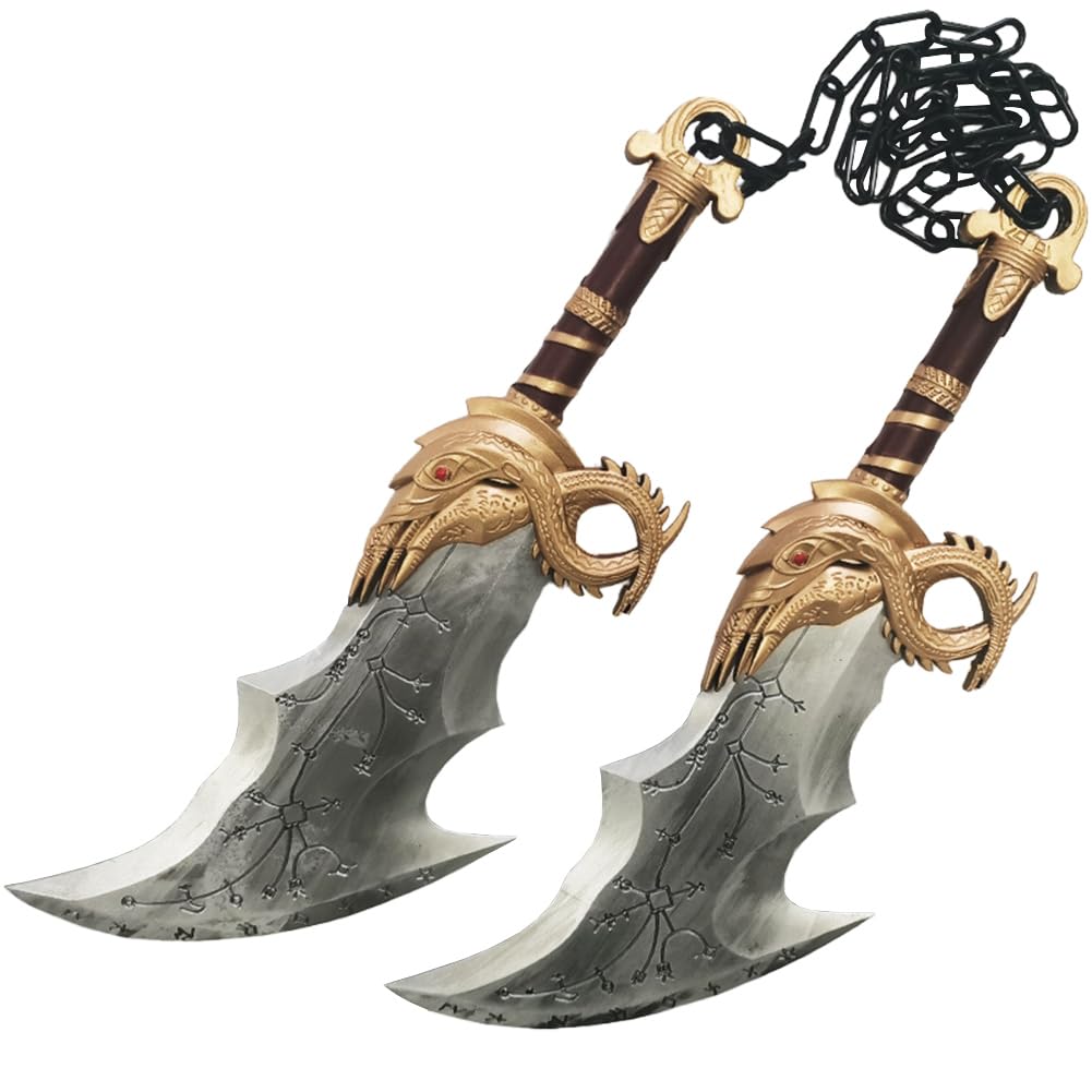 Anjinguang Kratos Cosplay Props Double Knife Weapon Chain Blades of Chaos Halloween Costume Accessories for Fancy Dress Party 45CM