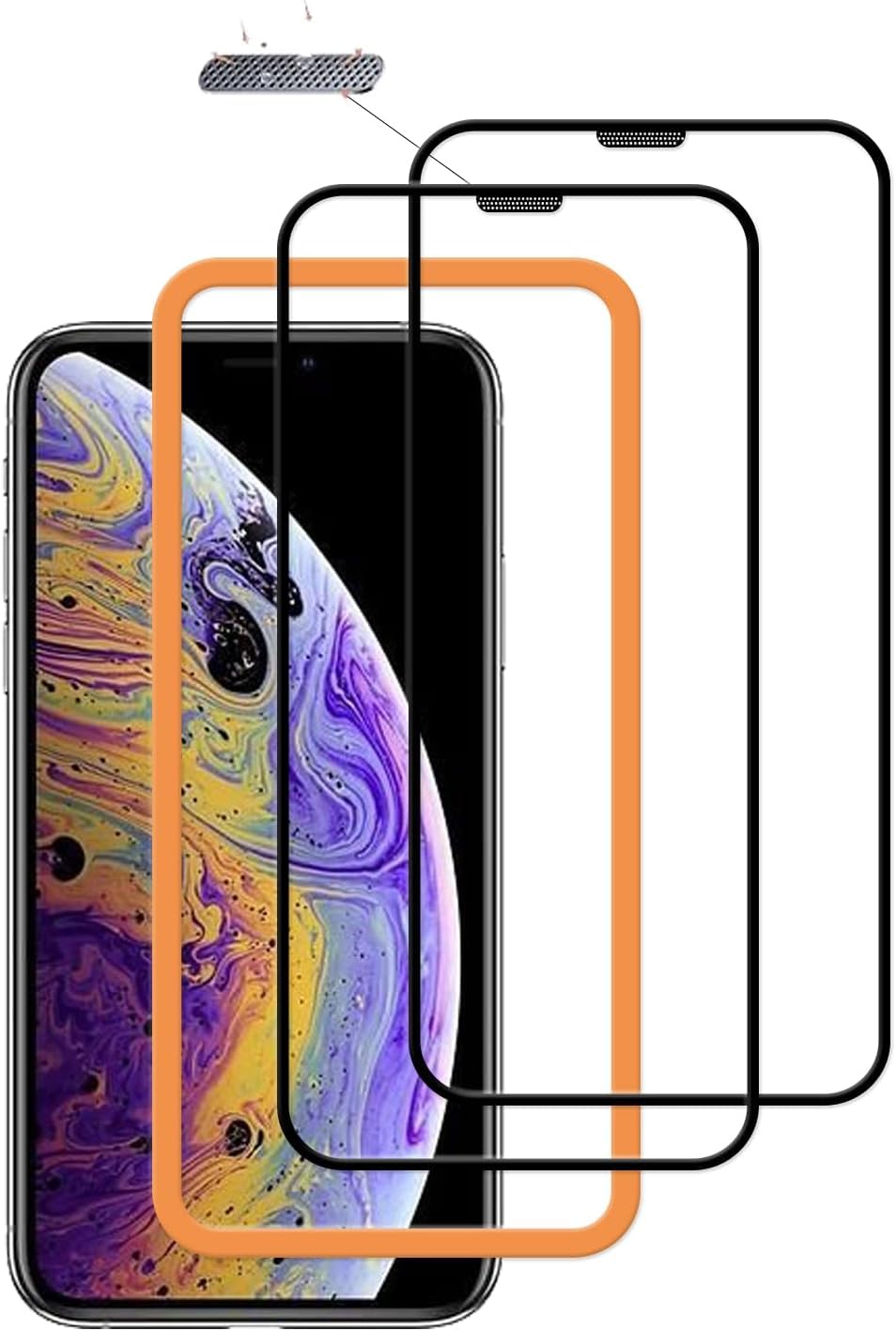 Amazon | 【2枚セット】ガイド枠付き KPNS 日本素材製 全面保護 iPhone