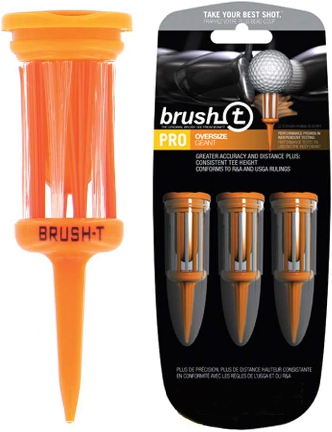 BrushT Driver Golf Tees with Ball Marker 57mm Black 3 pack