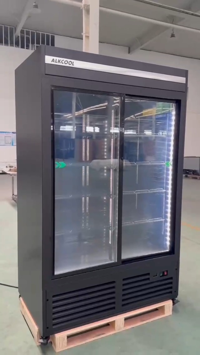 Image of Commercial Flower Beverage Refrigerator Display Fridge,Two SLIDING Glass Door Drink Cooler Floral Display Fridge with LED Light Adjustable Shelves,ETL Sanitation,43 Cu Ft,47 inch Wide,Wheels Included