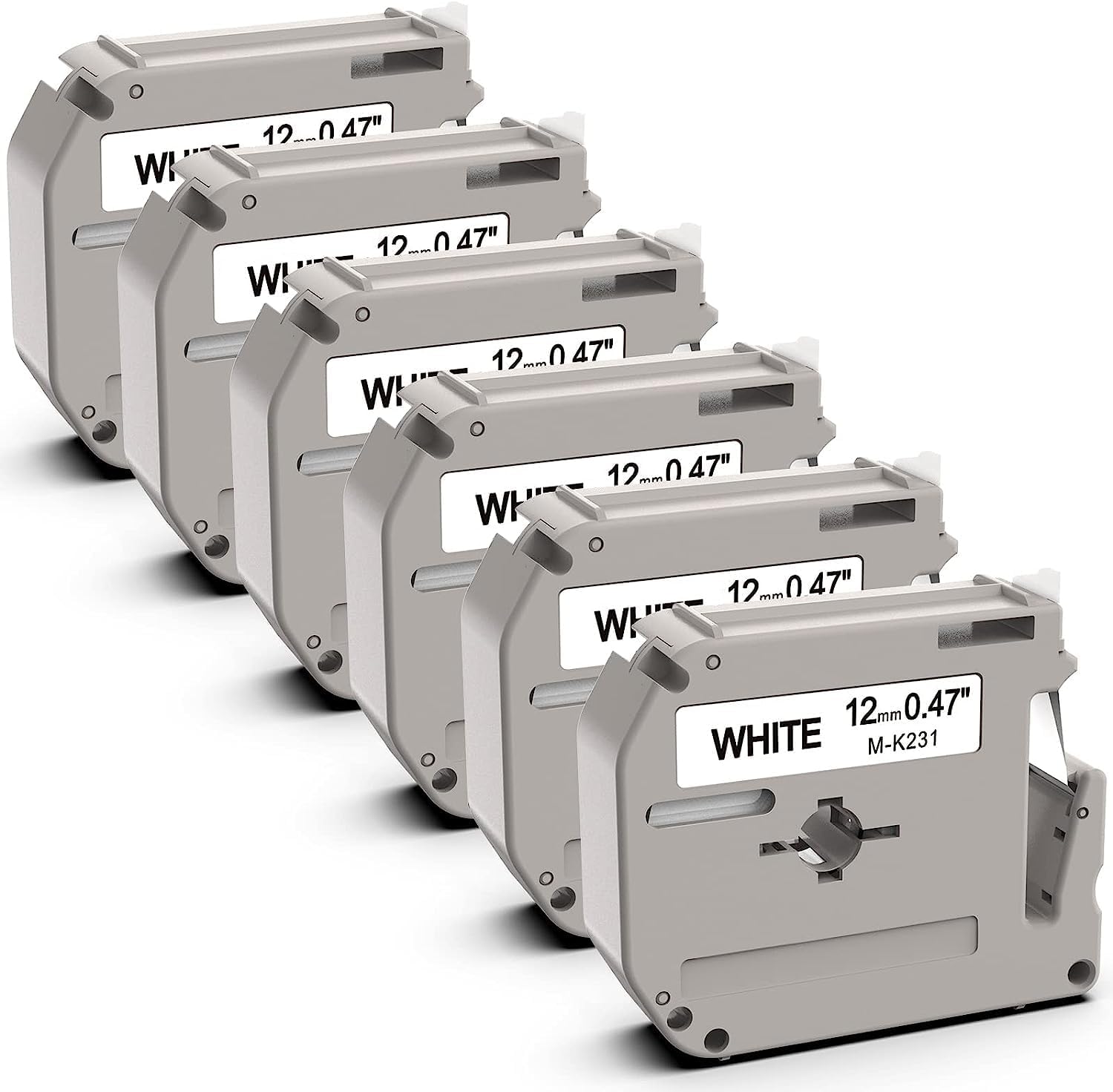 6Pack Replace Brother P touch M Tape 12mm MK231 for Brother Ptouch