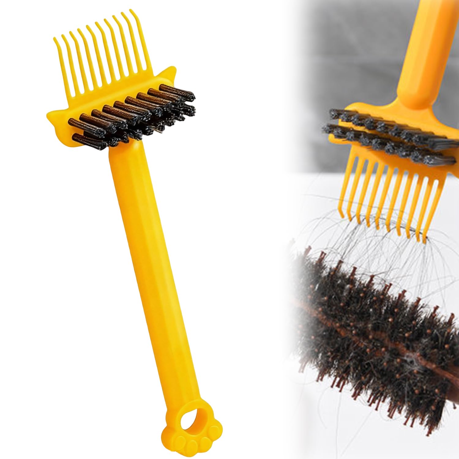 2 in 1 Hair Brush Cleaning Tool,2026 New Comb Cleaning Brush,Effortlessly Removes Hair & Dust from Combs, Suitable for Home and Salon Use (Yellow)