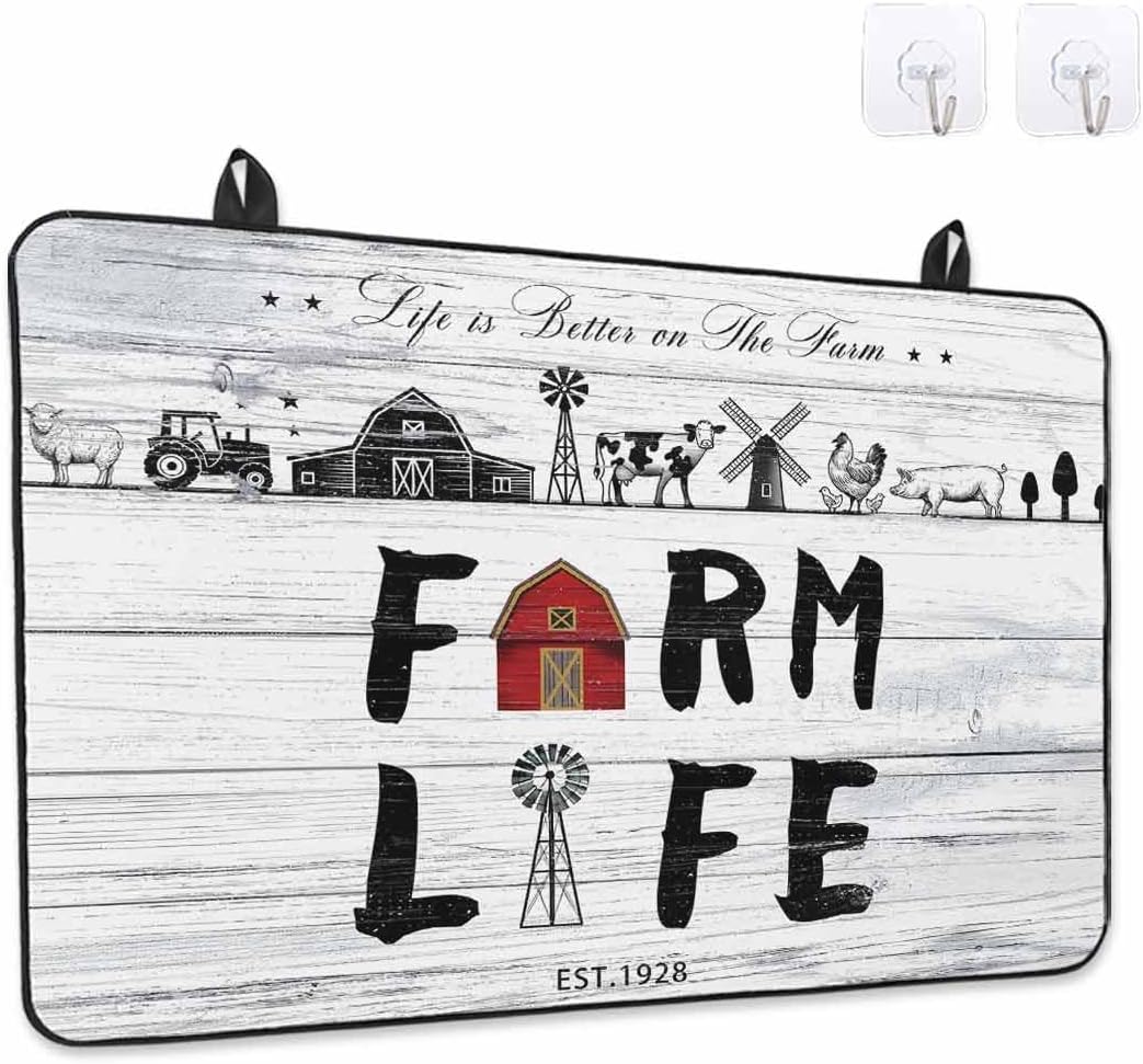 Stove Top Cover Farm Life Stove Cover for Electric Stove Top Farmhouse Red Barn Windmill Cow Chicken Tractor Glass Cooktop Covers Anti-Slip Mat Heat Resistant Countertop Protector Kitchen Decor"