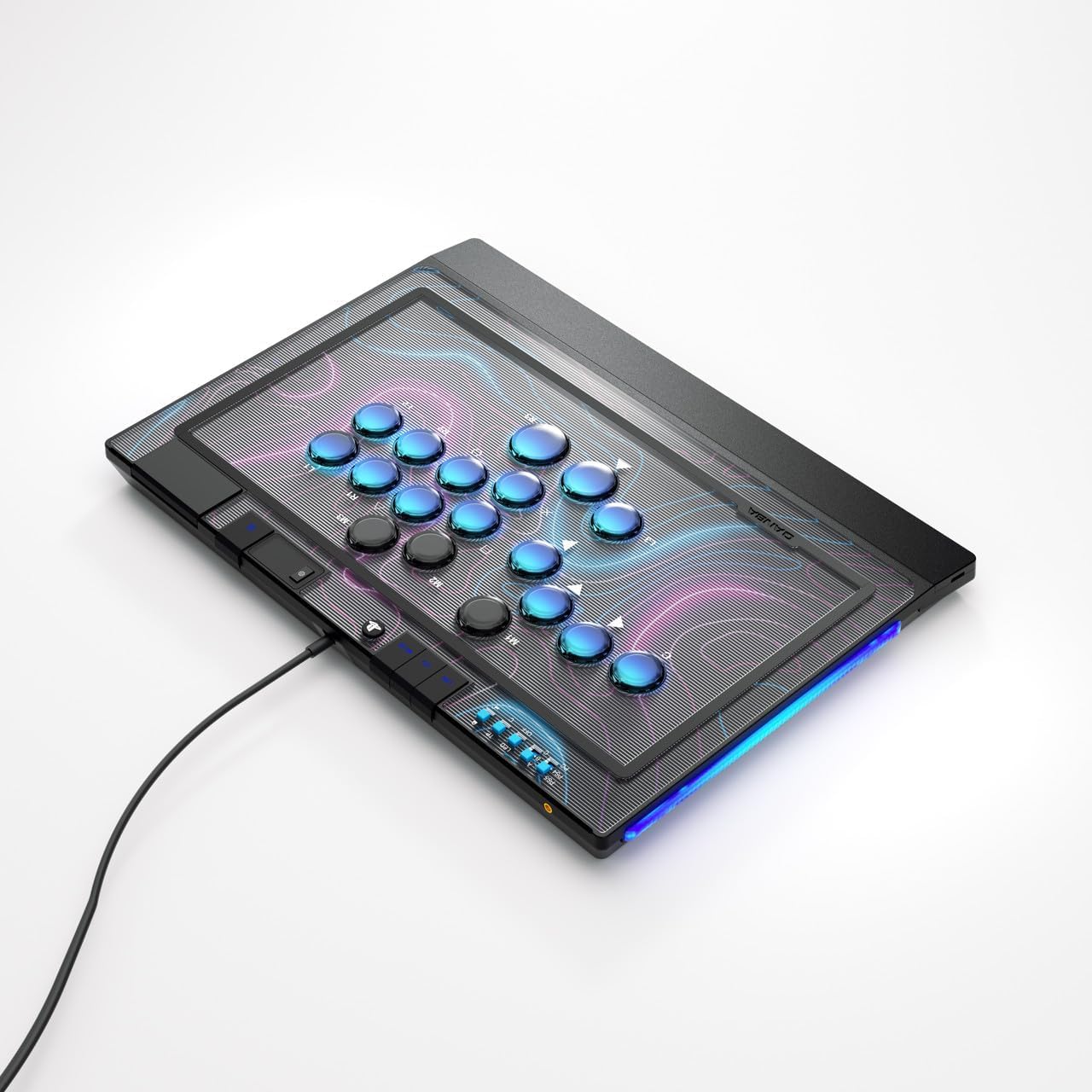 qanba Sapphire - Arcade Stick Sin Palanca para PS5, PS4, PC - Licencia Oficial PlayStation - Pro Fight Stick, 18 Botones Personalizables, Panel Táctil y Reposamuñecas Ergonómico