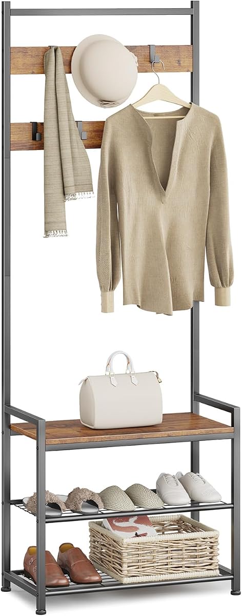 3-in-1 Entryway Coat Rack Hall Tree