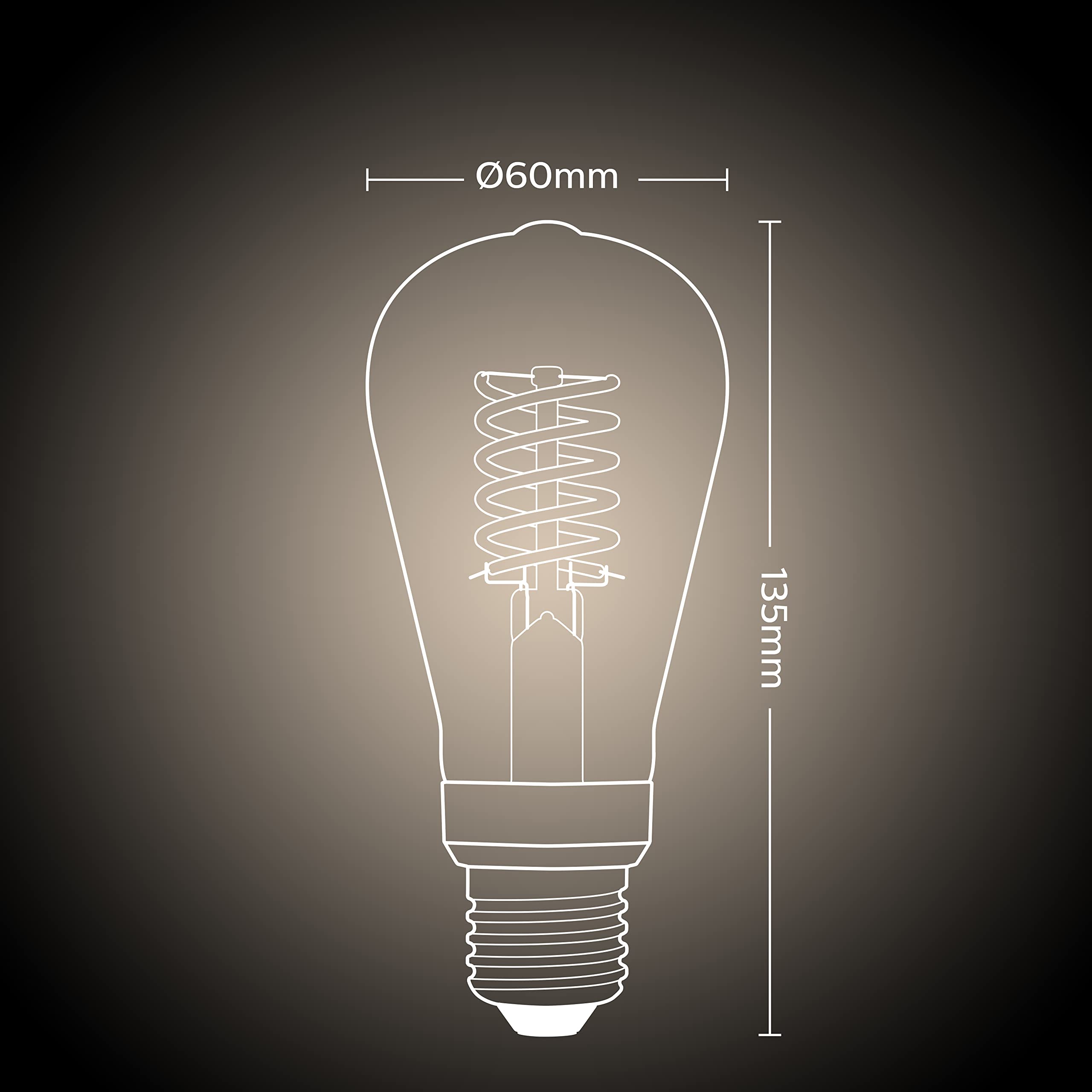 Philips Hue Vorteilspaket - E27 - mit 2 Filament Edison Glühbirnen Klein (ST64) - Warmweißes Licht - inkl. 1 Hue Dimmschalter - Hue White Filament