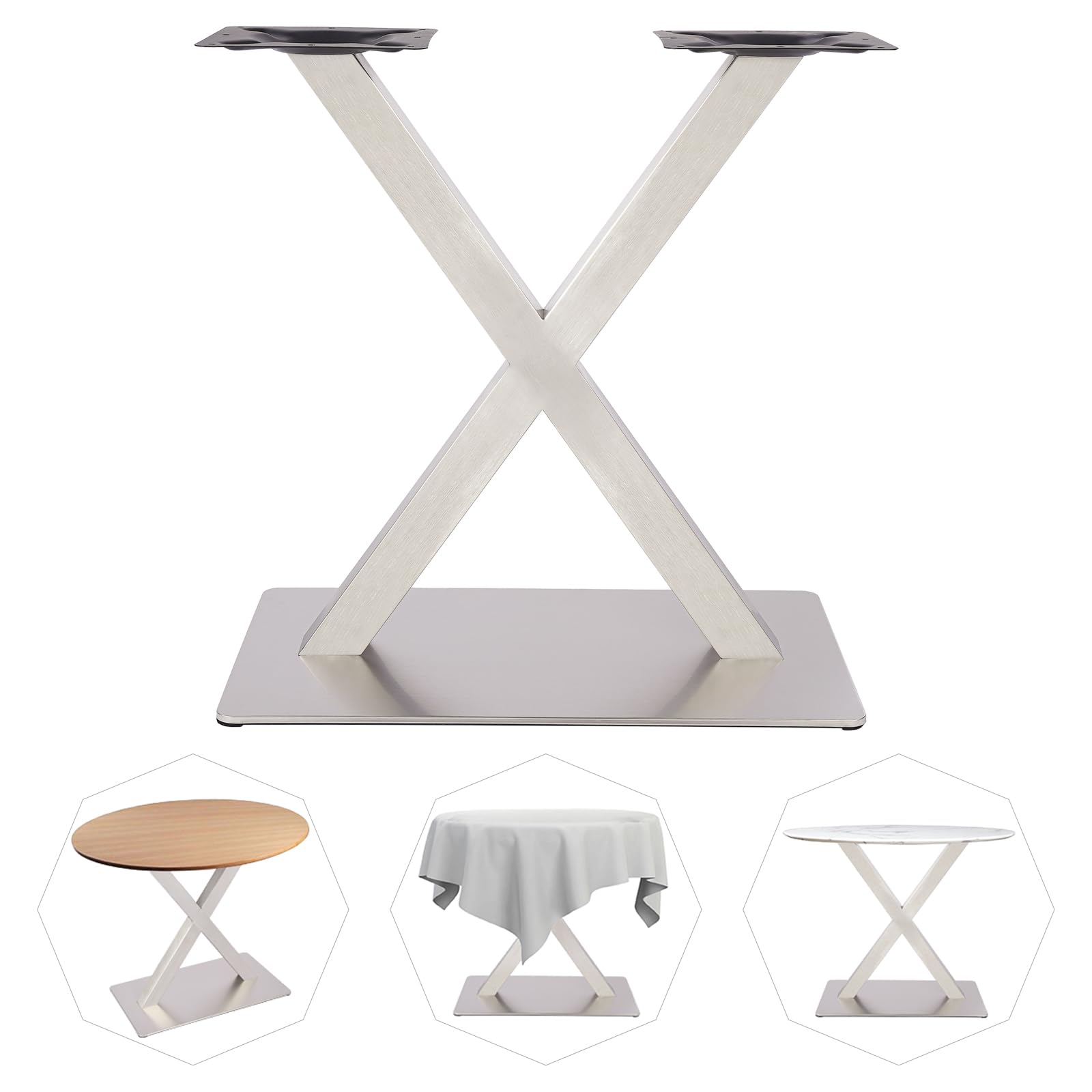 Estructura de mesa de acero inoxidable en forma de X para mesa, altura de 72 cm