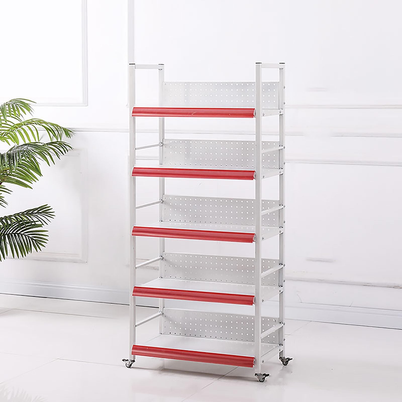 METTEOR Snack Storage Rack,Snack Organizer with 4 Hooks And 4 Wheels, Fruit Vegetable Basket for Store 3/4/5 Layer Stackable Steel Storage Baskets Organizer Cart, for Kitchen Pantry Bathro (One Colo