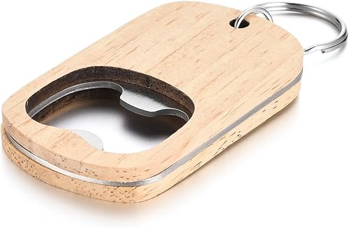Miniatura 2 de 10 llaveros de madera en blanco, abridor de botellas de madera, grabado láser a granel, llavero de madera sin terminar, llavero para recuerdos de