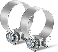 LWNWPPER 2.5 Inch Narrow Band Muffler Exhaust Clamps, 2 Pack 304 Stainless Steel - Rustproof Secure Fit for Pipes & Mufflers