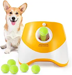 BOSERMEN Lançador De Bola Automático, Lançador De Bola Interativo Pequeno, Lançador De Bola Automático Para Cães, Lançador De Bola Para Cães Com 6 Mini Bolas De Tênis(Laranja)