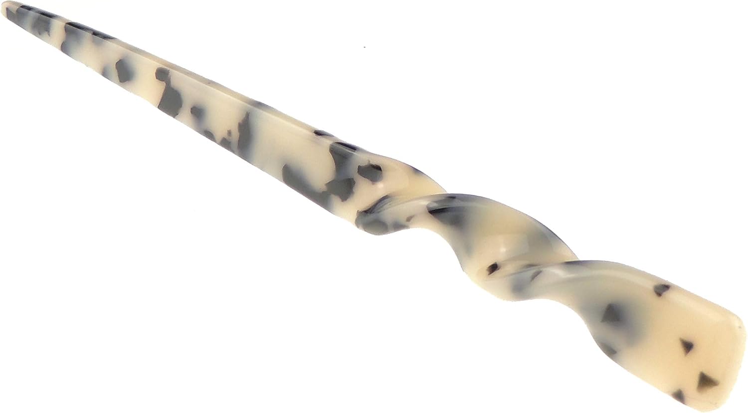Ladies Marbled Look Swirly Twist Acrylic Chignon Bun Hair Stick Pin (Cream Dark Brown)