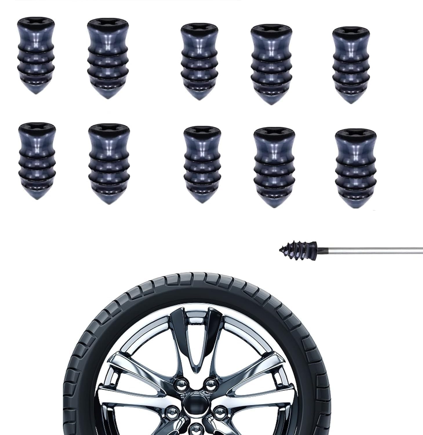 20 PCS Tire Repair Rubber Nails – Self-Tapping Vacuum Tyre Repair Screws for Cars, Motorcycles, Trucks, and More | Quick, Durable, and Easy Puncture Repair Tool (Black)-image-49