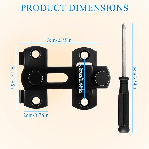 2 Pack Barn Door Lock 180 Degree Sliding Barn Door Locks Black Stainless Steel Latch Lock Flip Gate Latch Safety Bolt with Screwdriver for Garage, Window, Garden, Pet Door, Closet Door