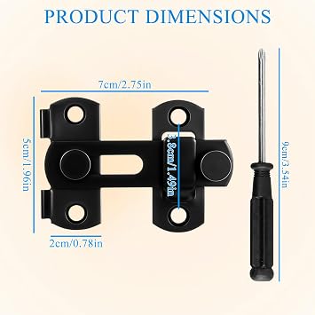 2 Pack Barn Door Lock 180 Degree Sliding Barn Door Locks Black Stainless Steel Latch Lock Flip Gate Latch Safety Bolt with Screwdriver for Garage, Window, Garden, Pet Door, Closet Door