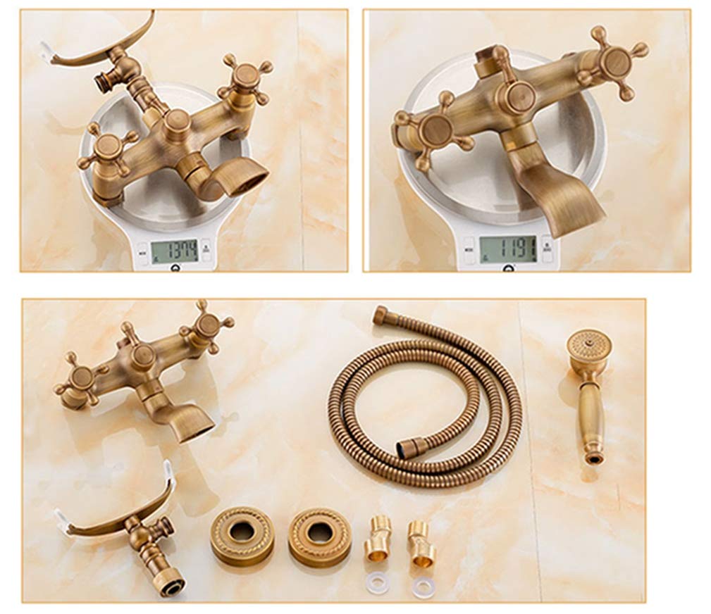 Bathtub Faucets Brass Bathroom Faucet Cold And Hot Mixer Tap Wall Mounted Bath Faucet With Hand Shower Antique Brass Bath Shower Set,Antique Brass A